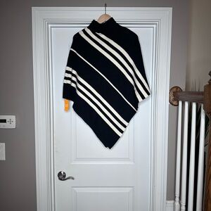 Black and White Striped Poncho